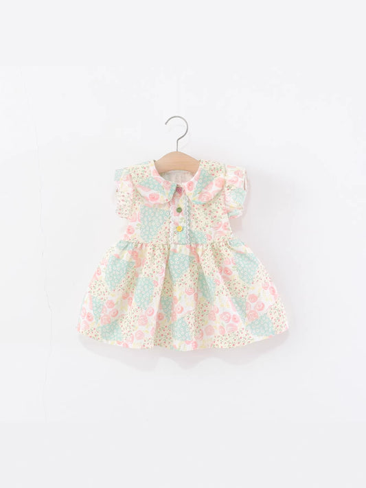 Children's Green Contrast Color Small Fresh Princess Children's Dress
