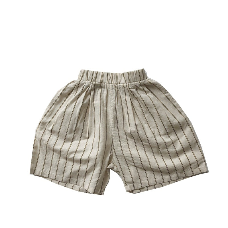 Children's Striped Shorts Summer Boys Ramie Loose Casual Children's Pants