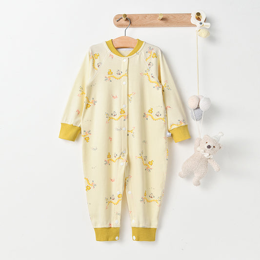 Children's Three Cotton Long-sleeved Jumpsuit Boneless Rompers Pajamas Outdoor Clothing Single Jumpsuit, Climbing Suit