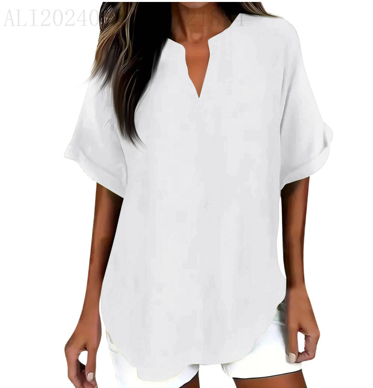 Women's Fashion Loose Shirt Casual Cotton Linen Blouse