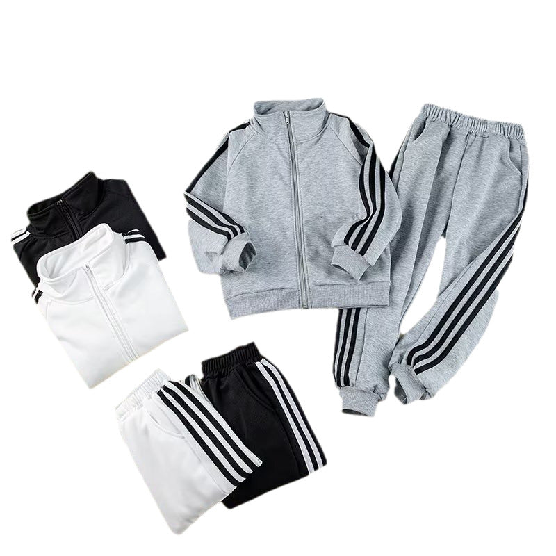 Children's Leisure Sports Boys Zipper Cardigan Outerwear Striped Children's Suit