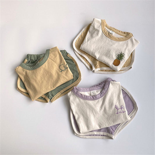 Children's Clothing Korean Style Thin Summer Male Clothes Cotton Children's Suit