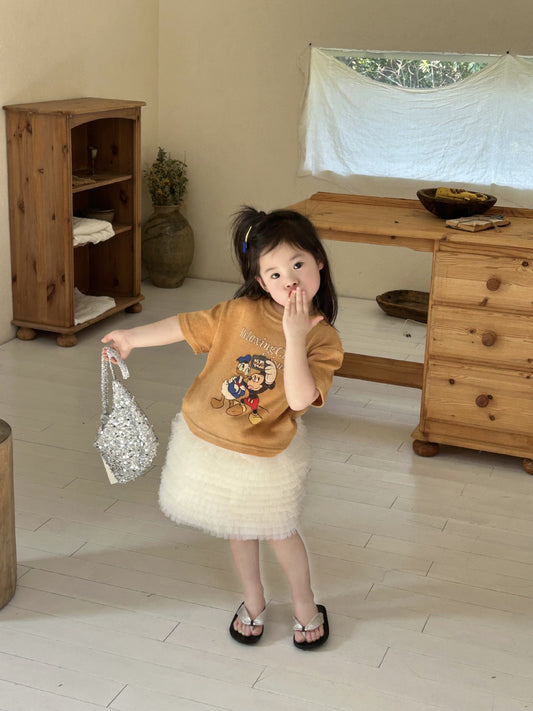 Children's Summer Korean Style Clothing Cartoon Round Neck Short Children's T-shirt