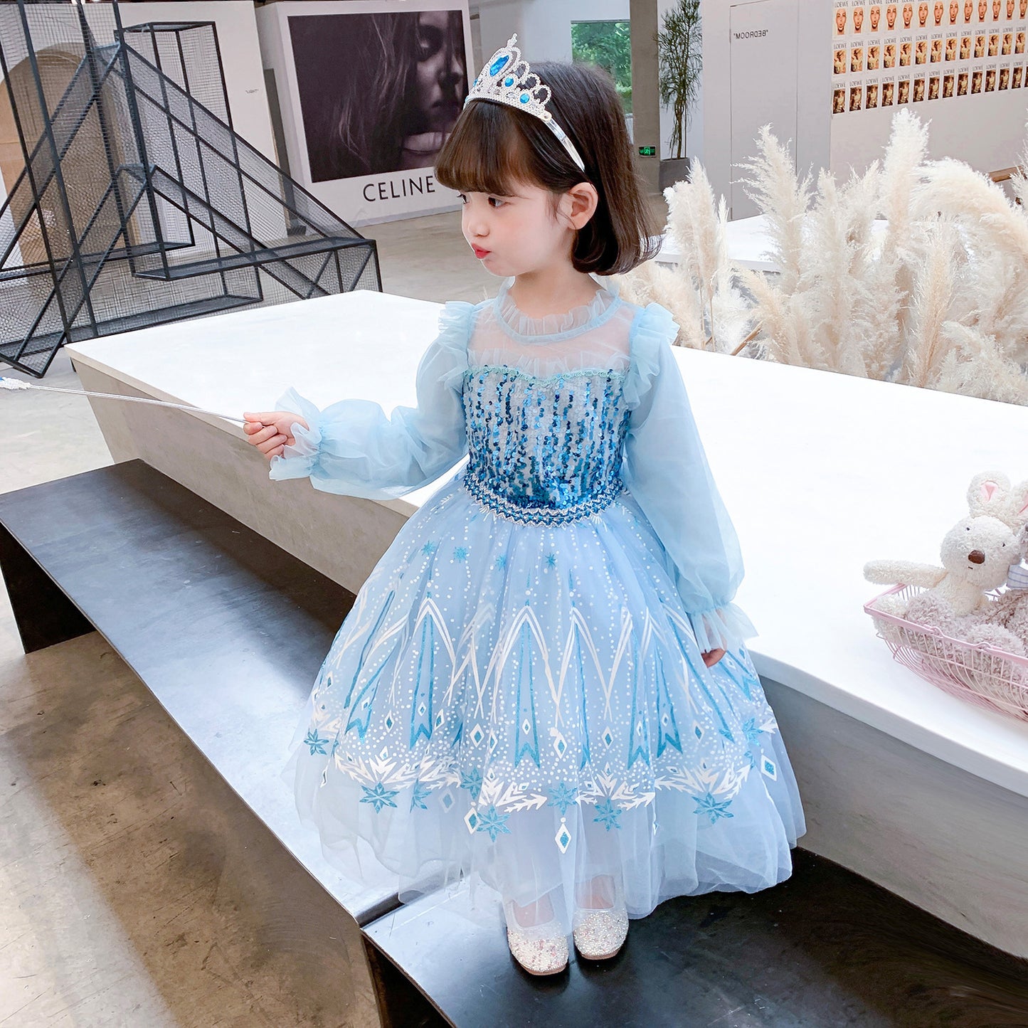 Children's Frozen Princess Aisha Long Sleeve Clothes Children's Dress