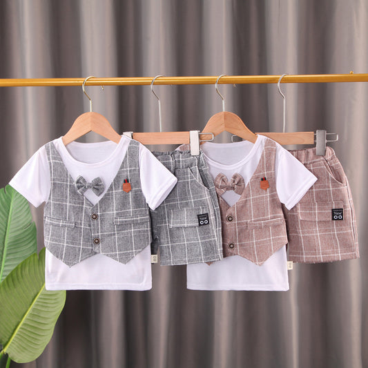 Children's Summer Short Sleeve Korean Style Fashion Dress Handsome Casual Children's Suit