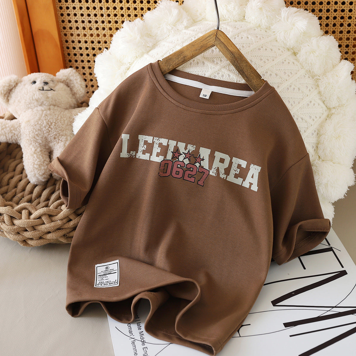 Children's Short-sleeved Cotton Summer Loose Handsome Medium Large Fashionable Half-sleeved Children's T-shirt