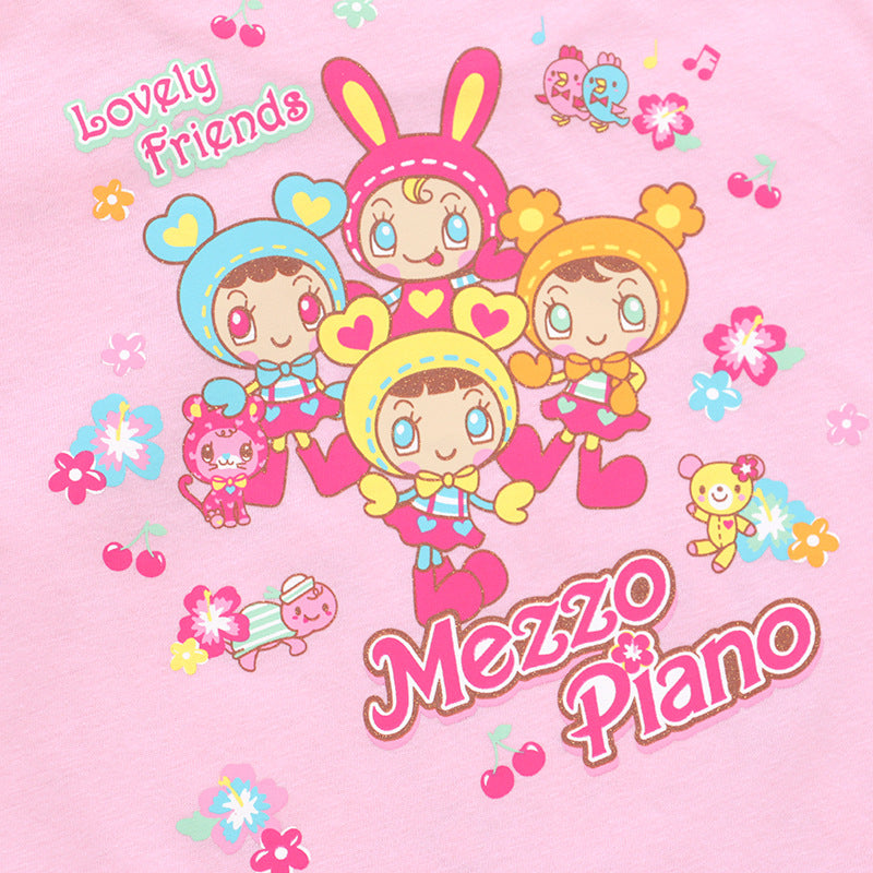 Pianist Summer Sweet Short Sleeve Cartoon Rabbit Girly Style Daughter Children's T-shirt