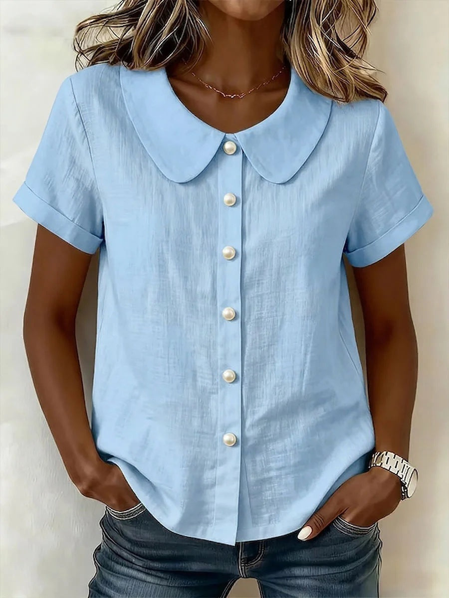 Women's Summer Solid Color Sleeve Casual Loose Blouse
