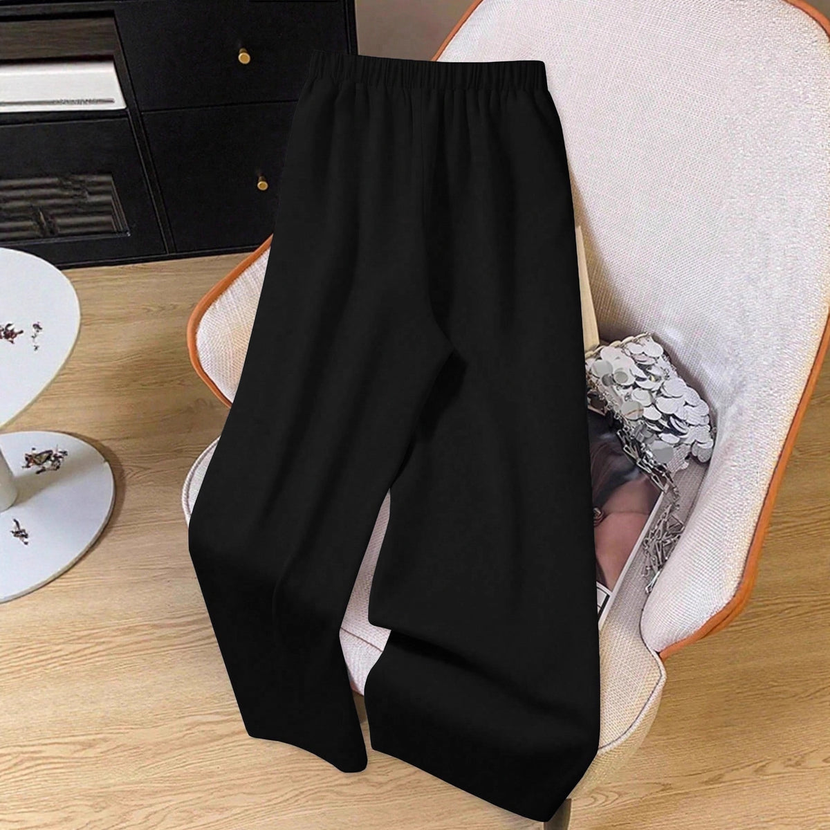 Fashion Side Striped Design High Waist Slimming Button Pants