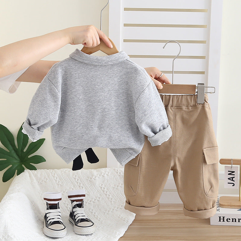 Fashionable Trendy Three-dimensional Giraffe Long-sleeved Trousers Children's Suit