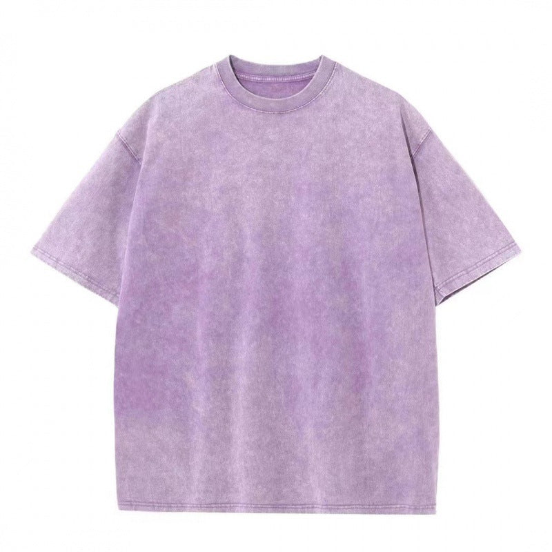 Women's & Men's Summer Fashion Waxed Washed Old Short-sleeved Large Size T-shirt