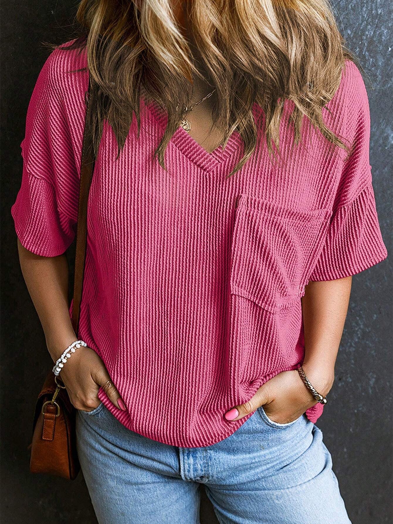 Women's Fashionable Two-color Twisted Pullover Short-sleeved For Women's T-shirt