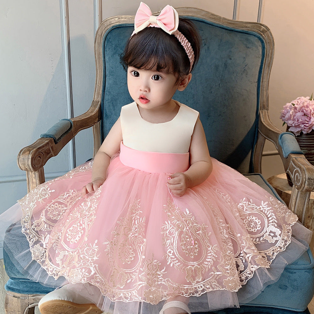 Children's Spring Wear Princess Lace Color Matching Children's Dress
