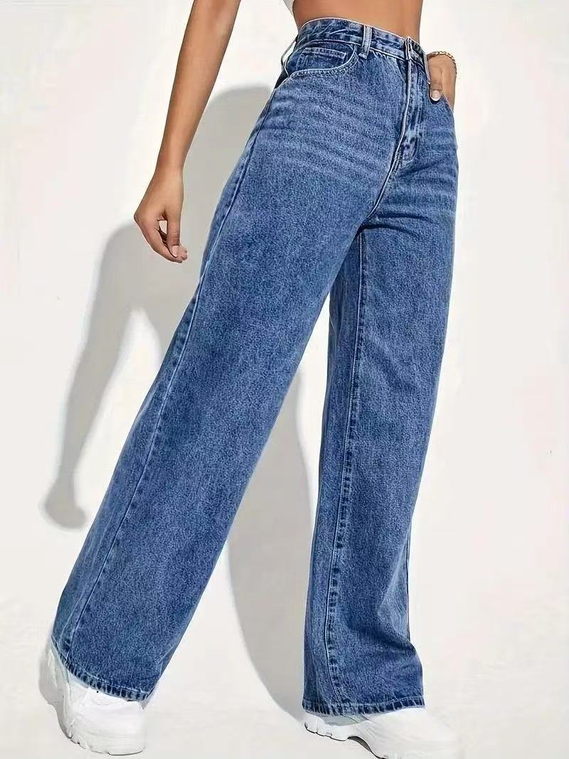 Trendy Women's High Waist Elastic Straight Jeans