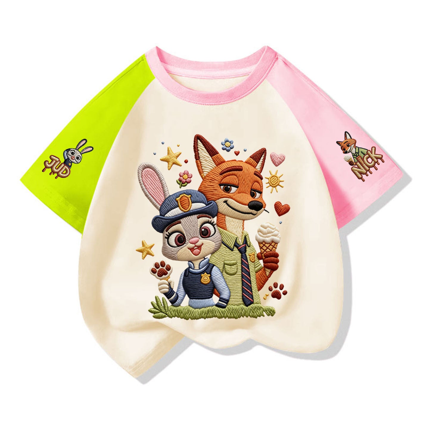 Joint Name Cotton Short Sleeve Imitation Embroidered Printed Children's T-shirt