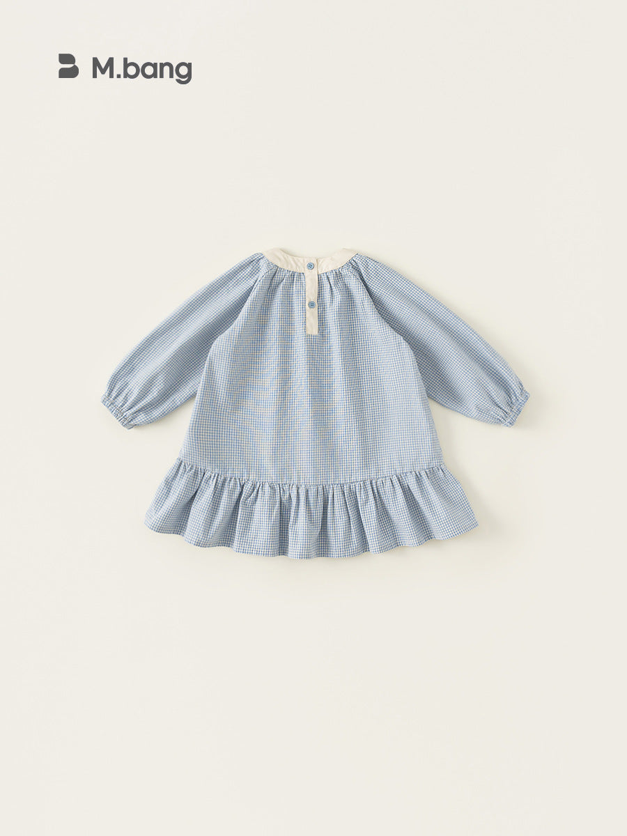 Children's Spring Fashionable Plaid Long Sleeve Little Children's Dress