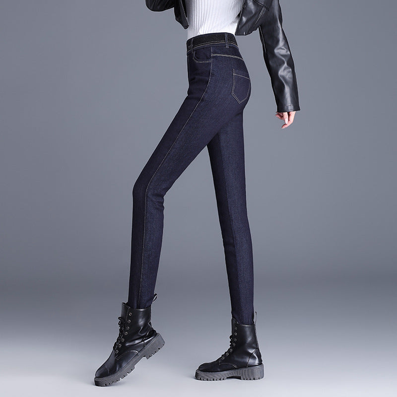 Women's High Waist Silk Cotton Fleece Padded Thickened Thermal Outerwear Base Casual Pants