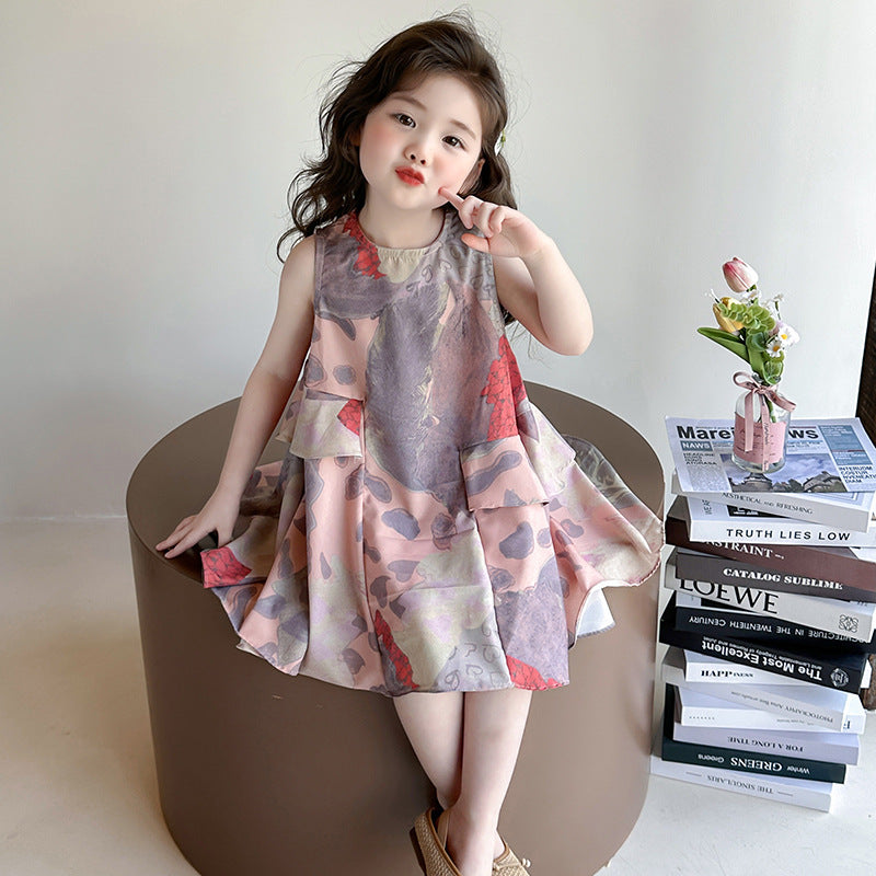 Children's Summer Little Korean Style Floral Skirt Fashionable Children's Dress