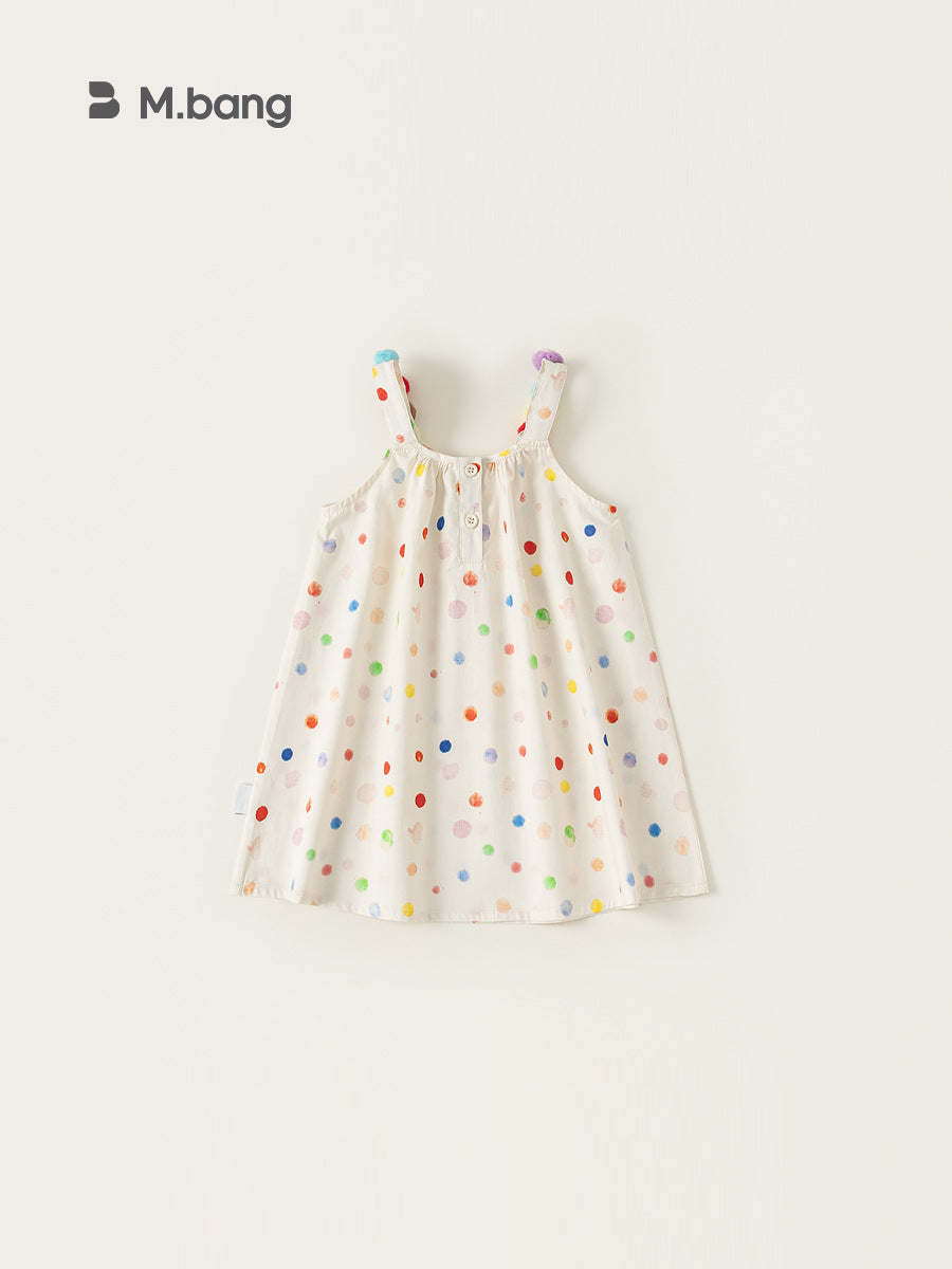 Children's Colorful Polka Dot Suspender Summer Dopamine Children's Dress