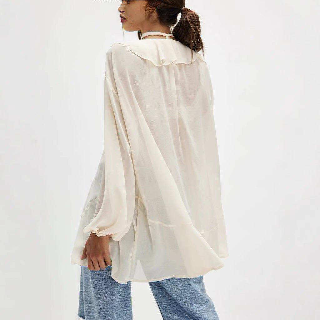 Women's Summer Solid Color Sexy Ruffled Bell Clothing