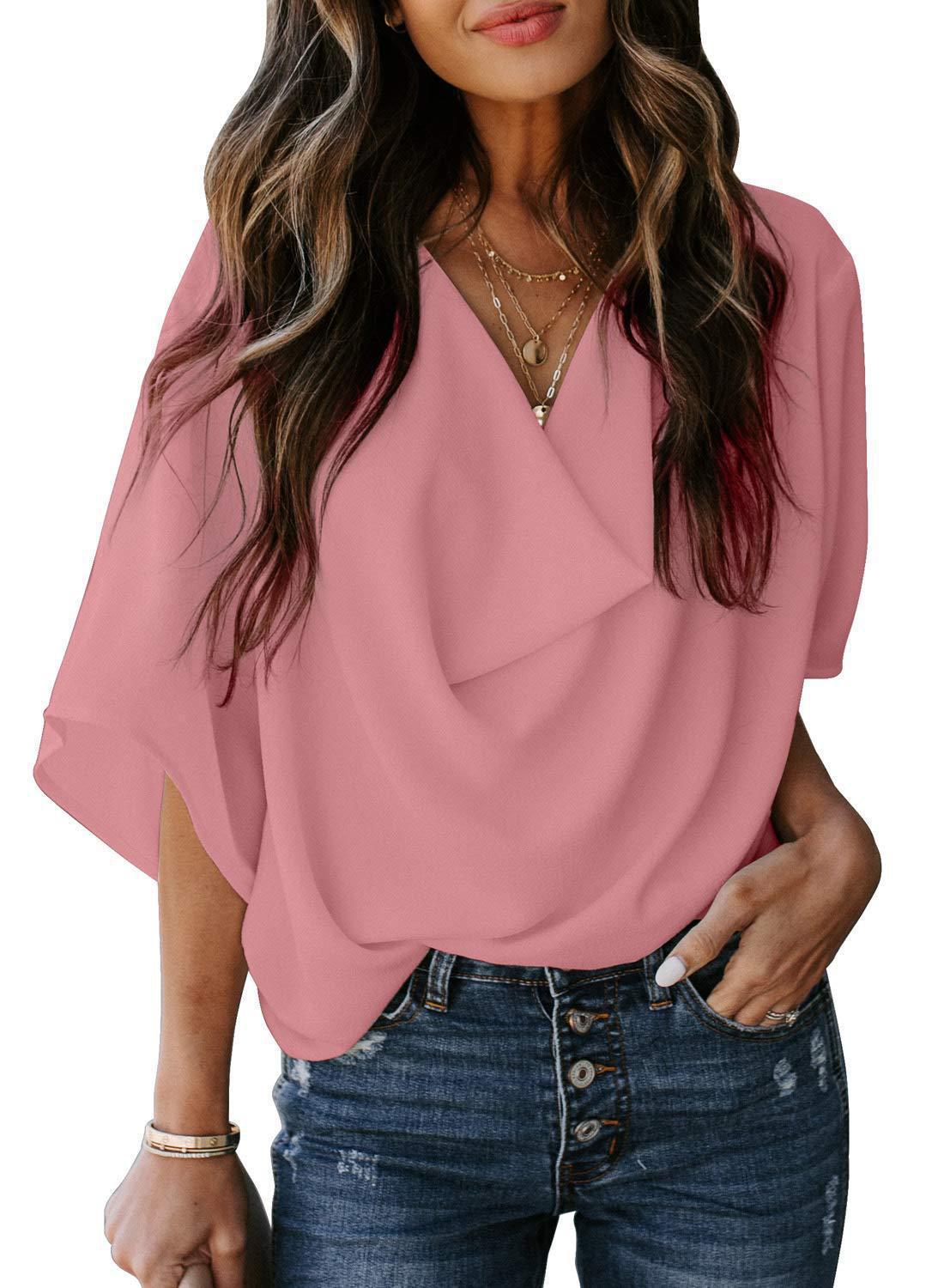 Women's Chiffon Shirt Loose Casual T-shirt Blouse
