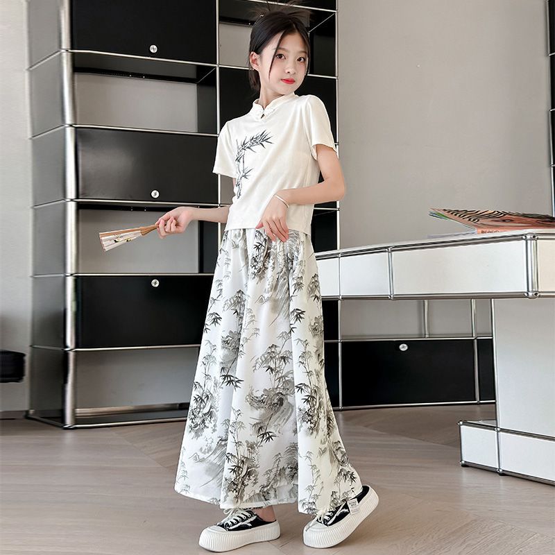 Children's Summer Suits Western Style Chinese Short Sleeve Skirt Children's Suit