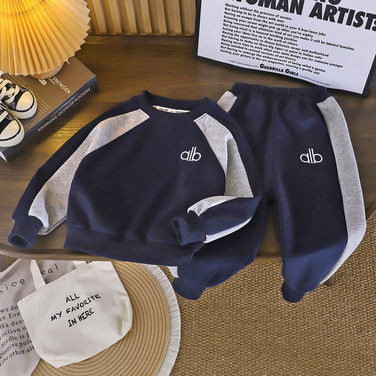 Children's Sweater Spring Sportswear Trendy Stitching Sweatshirt Two-piece Children's Suit