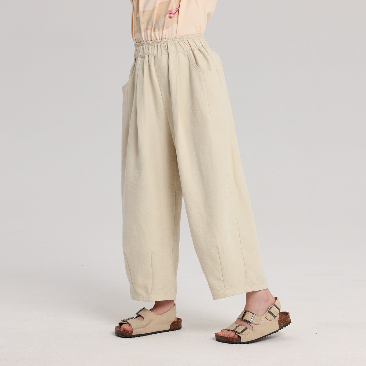 Solid Color Optional Pudding Summer Middle Big Children's Pants