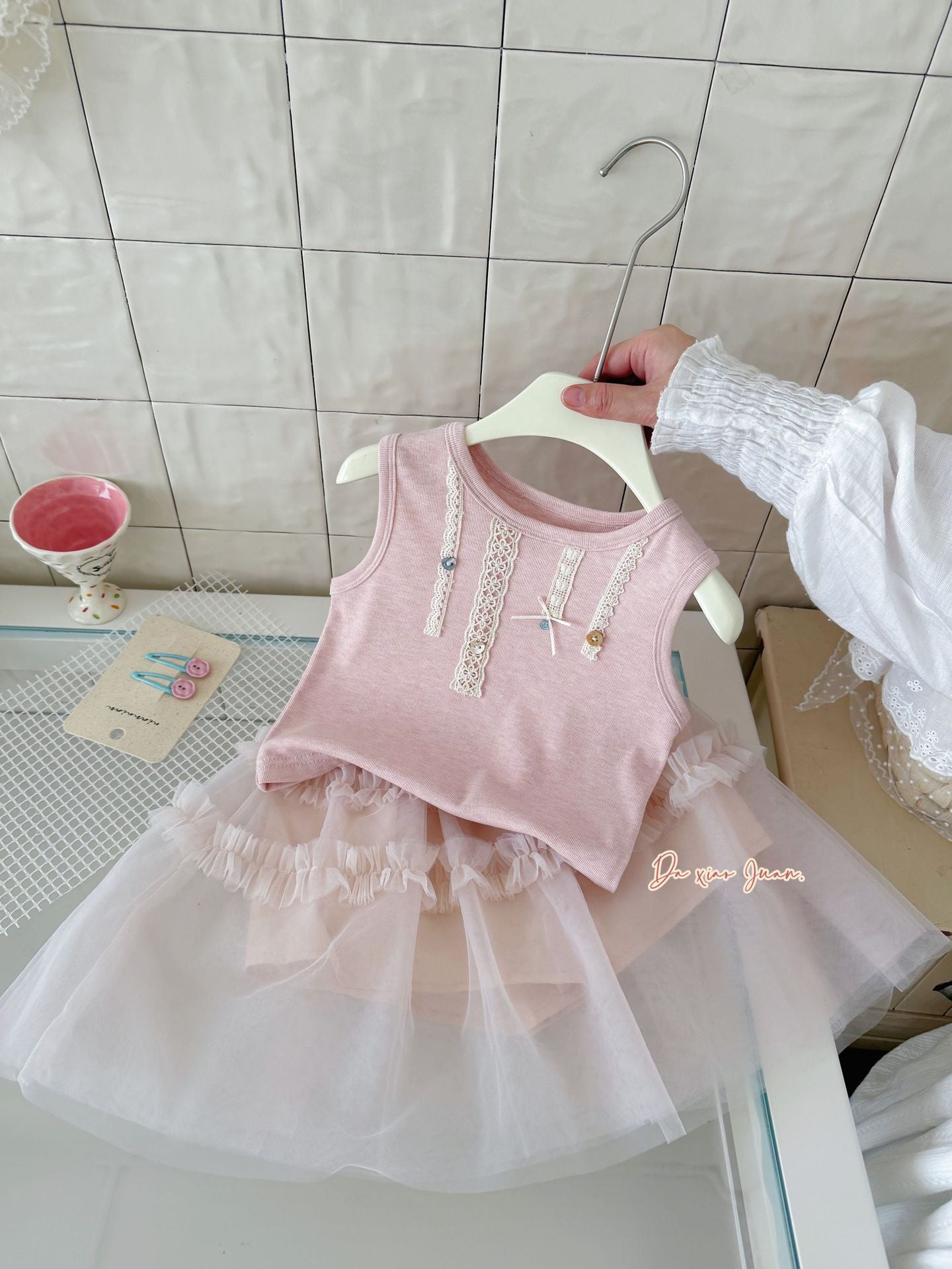 Large Small Bow Vest Korean Style Sleeveless Children's T-shirt