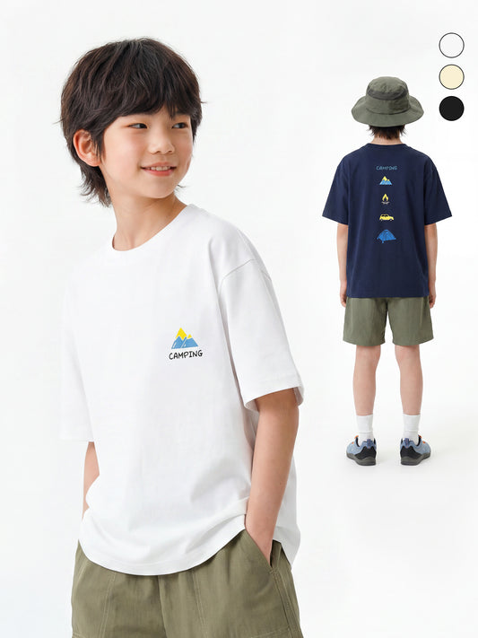 Children's Clothing Summer Outdoor Mountain Boys Breathable Cotton Short-sleeved Medium Big Children's T-shirt