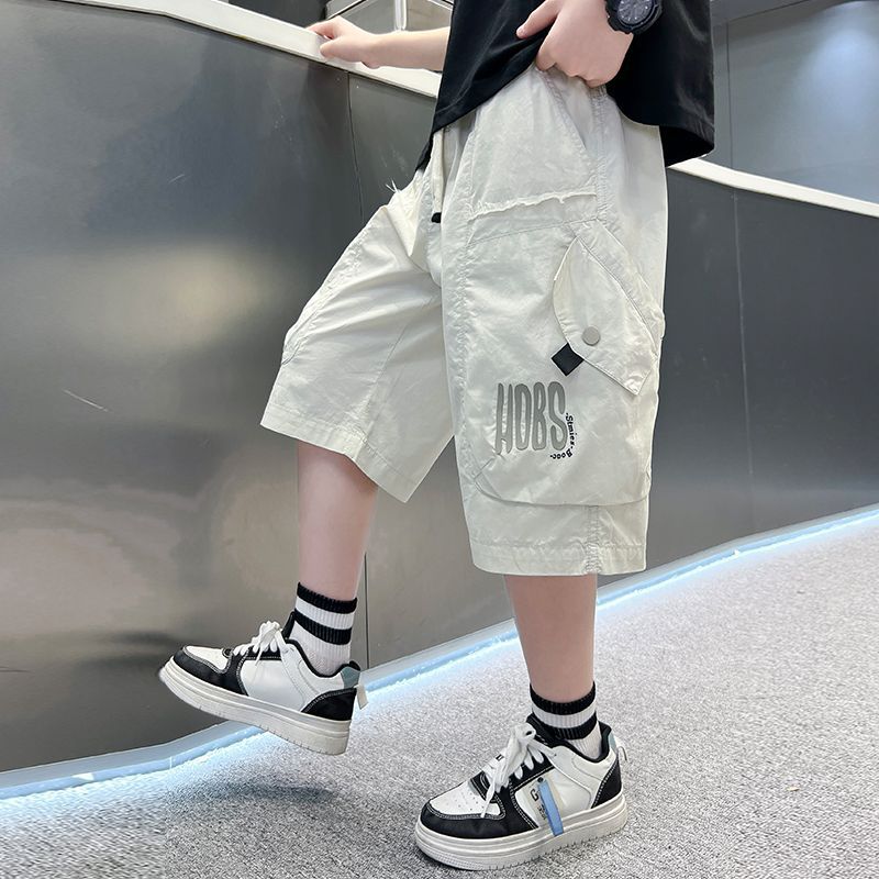 Children's Medium Big Casual Korean Style Cropped Clothing Work Clothes Middle Children's Pants