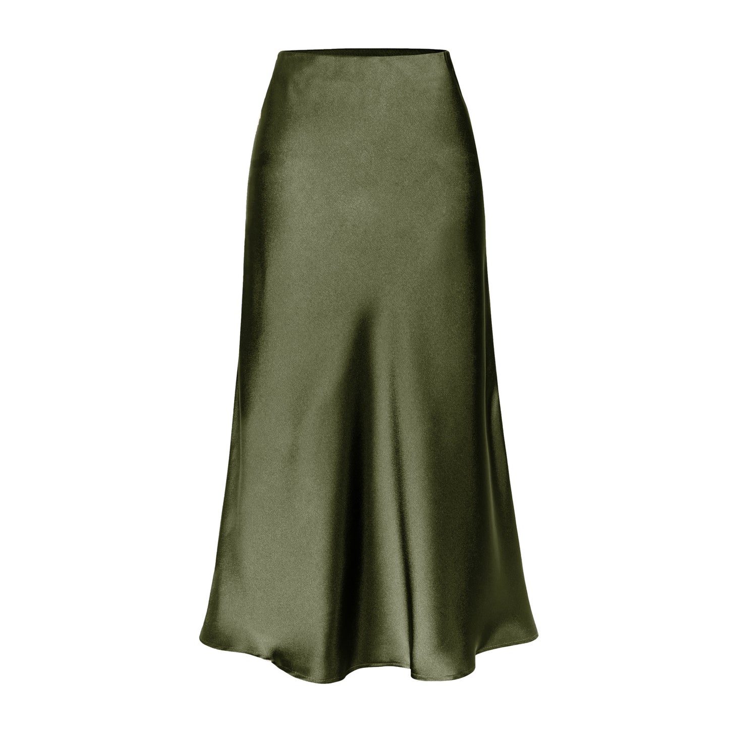 Women's Quality Acetate Satin Elastic Waist Pure Color Skirt