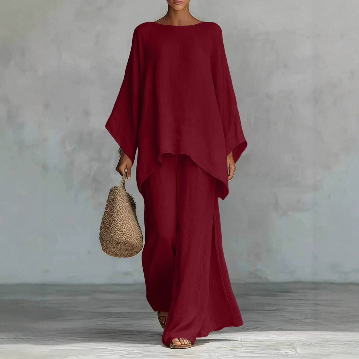 Women's Simple Loose Old Money Style Linen Blended Fashion Casual Suit