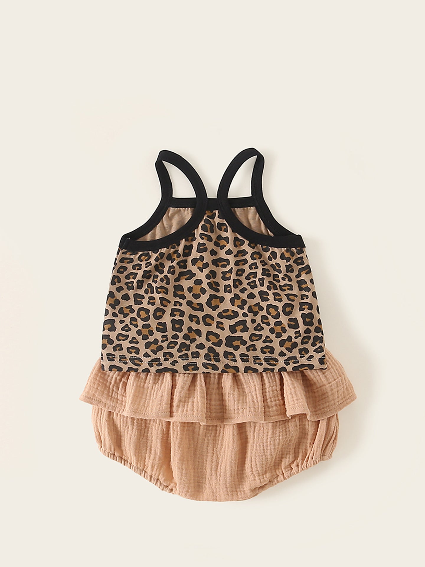 Summer Overall Dress Set Born Leopard Print Sleeveless Vest Bow Children's Suit