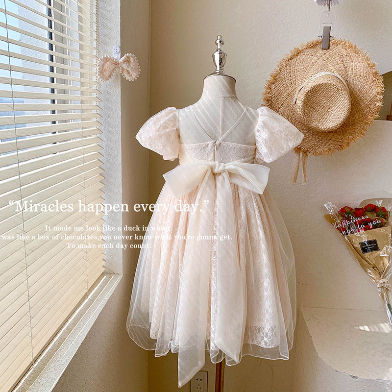 Birthday Party Puff Sleeve Lace Princess Children's Dress