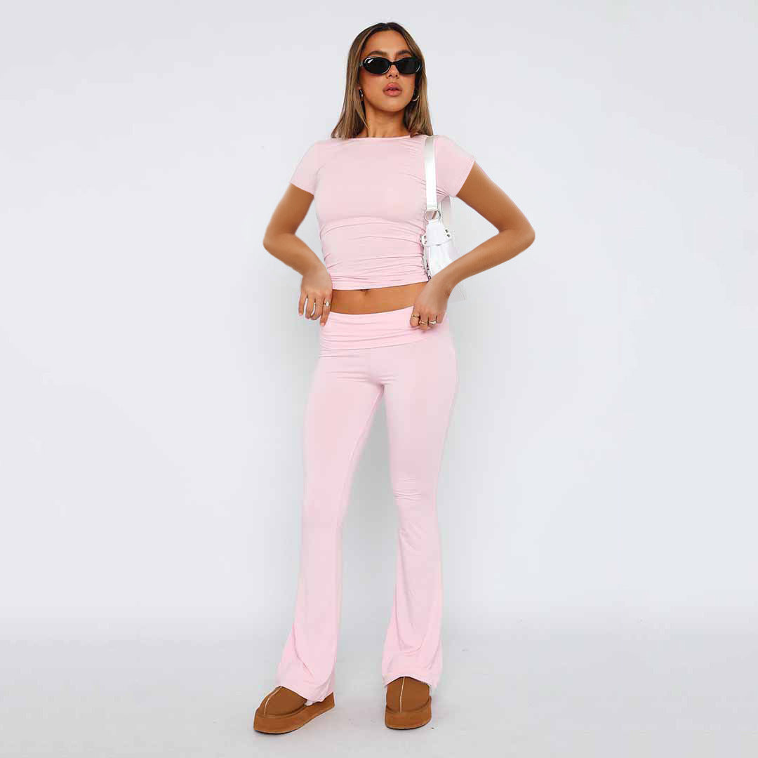 Fashion Pure Color Comfort Slim Slimming Low Waist Casual Pants