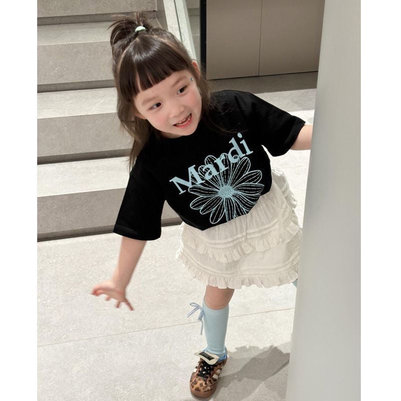 Children's Short-sleeved Western Style Fashion Daisy Blue Super Children's T-shirt
