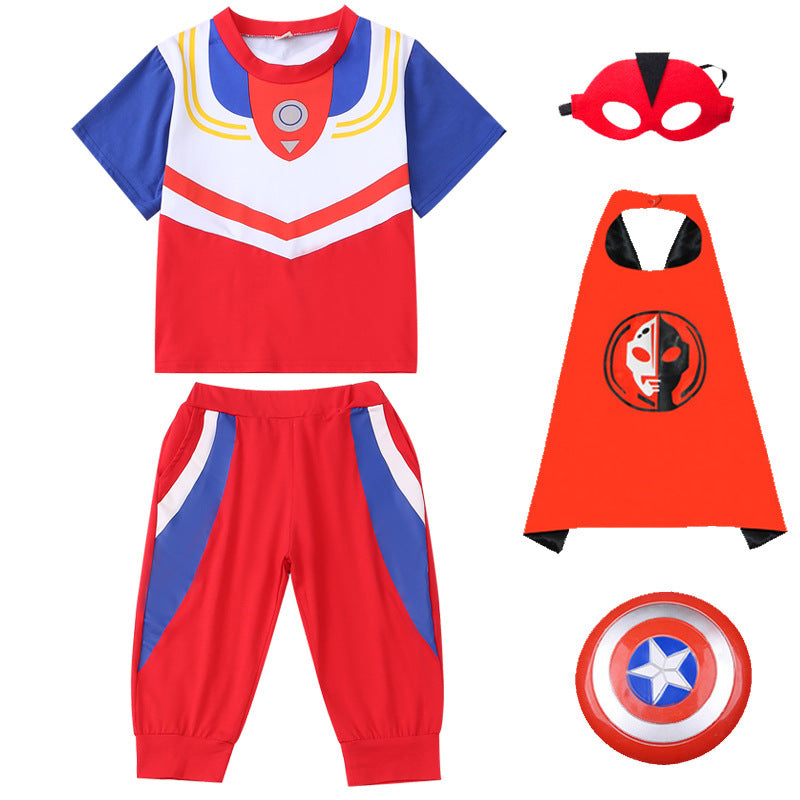 Children's Short-sleeved Cropped Pants Cloak Role-playing Stage Children's Suit