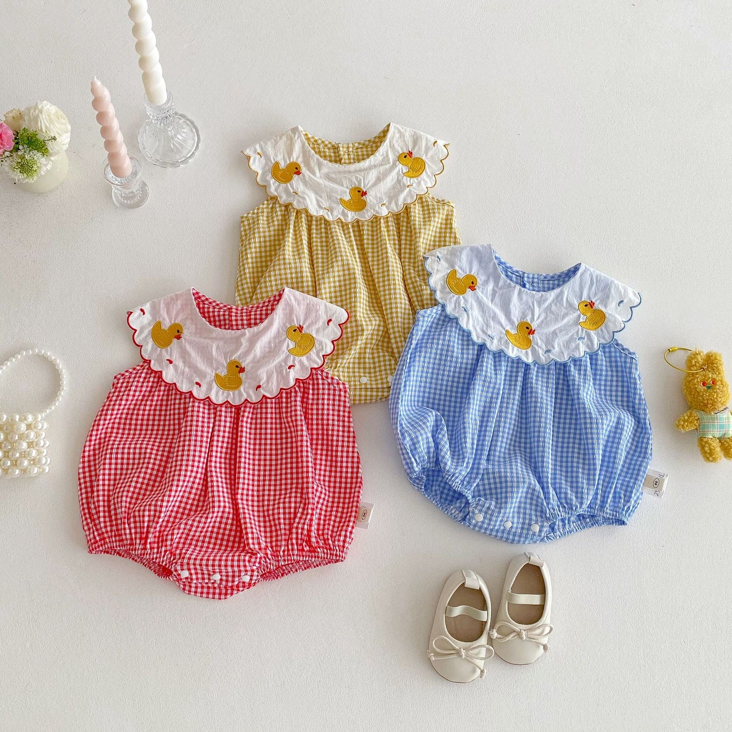 Change Duck Summer Doll Collar Romper Jumpsuit, Climbing Suit