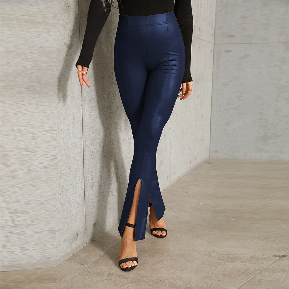 Women's Style Sexy Bell-bottom Oversized High Waist Belly Contracting Color Casual Pants