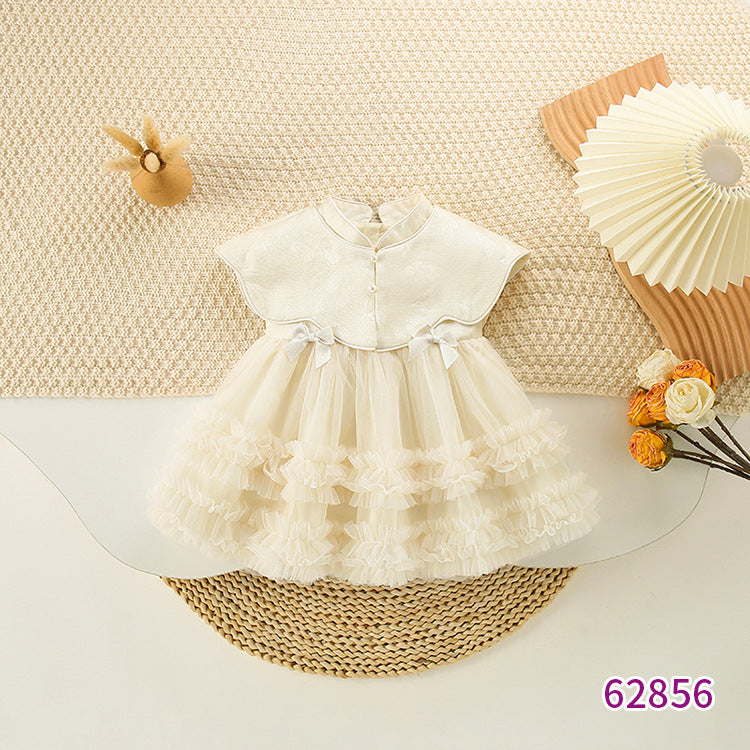 Children's Short-sleeved Sweet Cute Harness Shawl Birthday Children's Dress