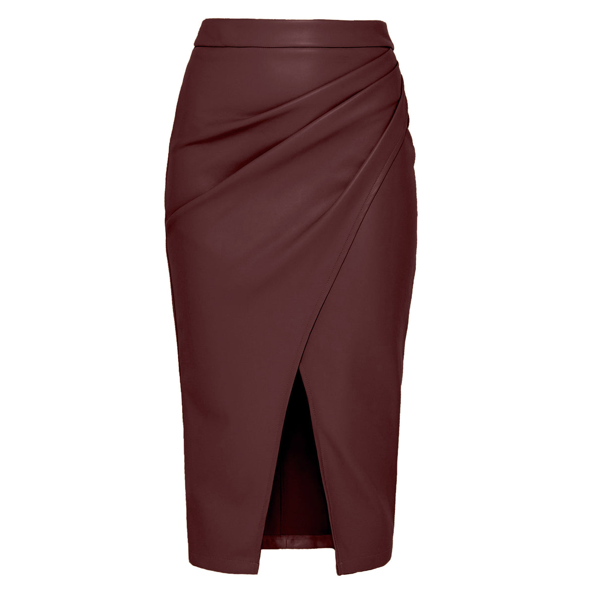 Women's High Waist Zipper Heap Pleated Leather Skirts