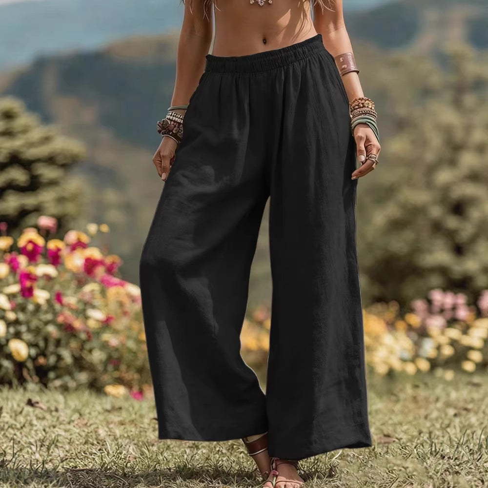 Beautiful Women's Solid Color Loose Trousers Casual Pants