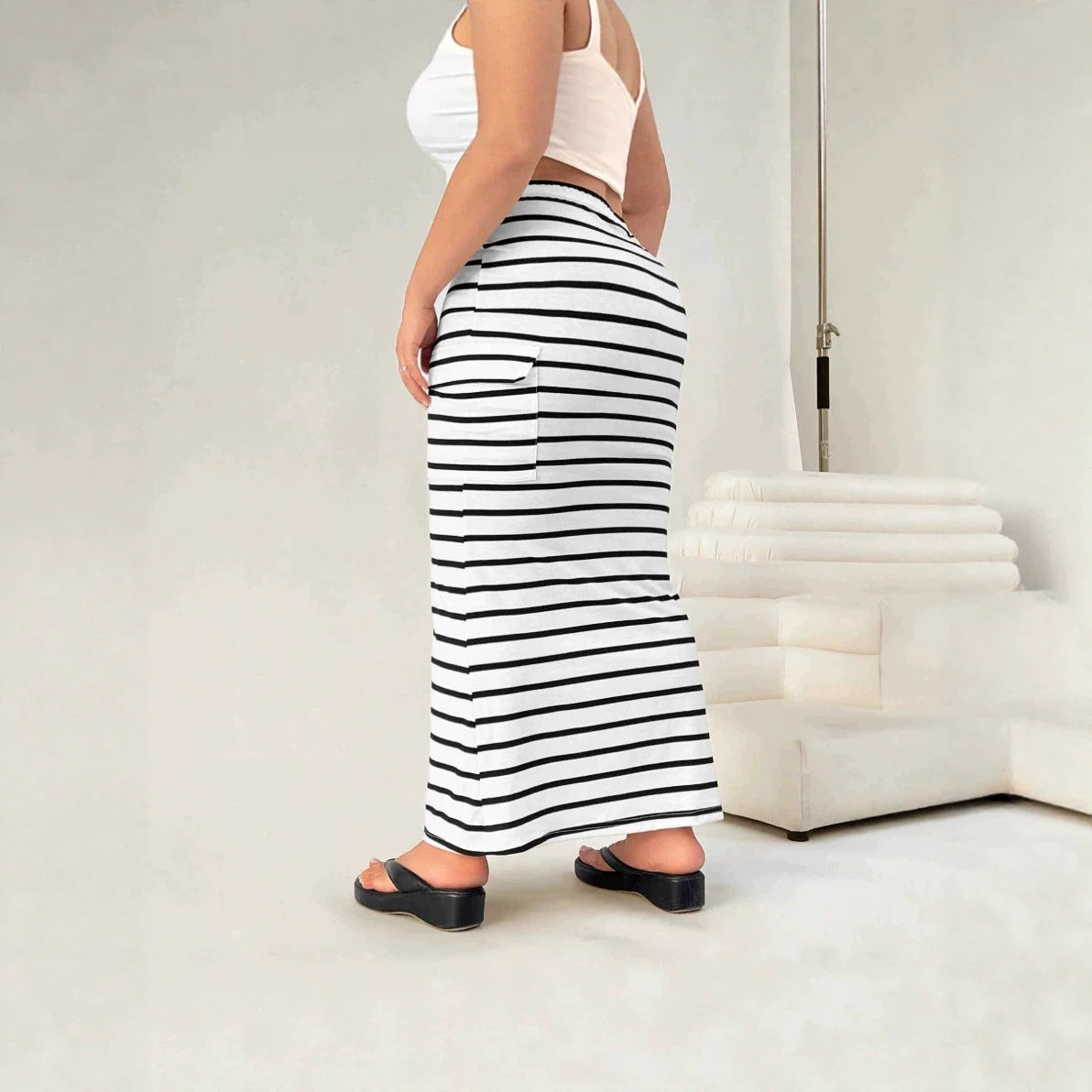 Women's Summer Striped Knitted Hip Slim Fit Clothing