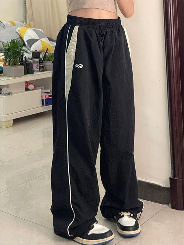 Sports Cool Street Elastic High Waist Loose Wide Casual Pants