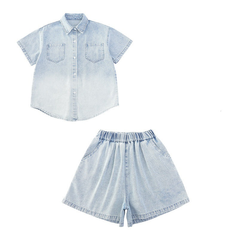 Children's Summer Rhinestone Vest Shirt Shorts Three-piece Set Children's Suit
