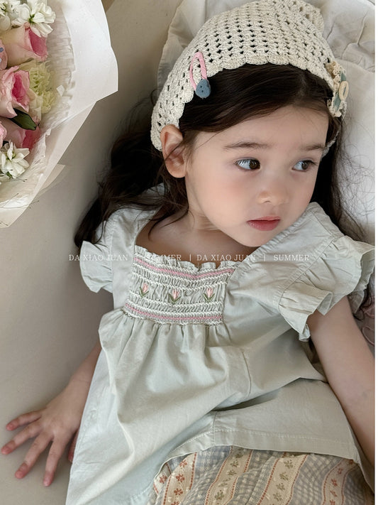 Children's Summer Cute Flying Sleeve Mori Style Children's T-shirt