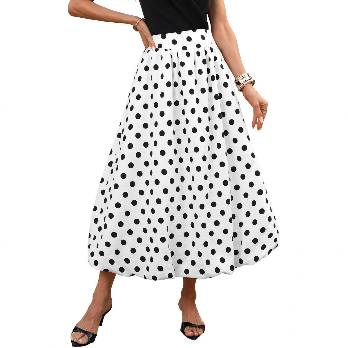 Women's Elastic Waist Fluffy Hem Bubble Skirt