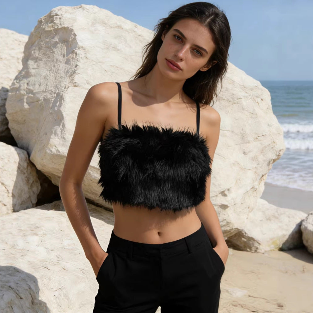Sexy Hot Tube Solid Color Plush Small Vest/suspenders/tube Top