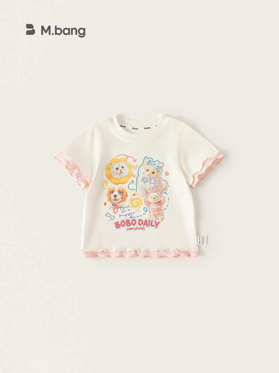 Children's Shirt Trendy Fake Two Pieces Summer Short Sleeve Children's T-shirt